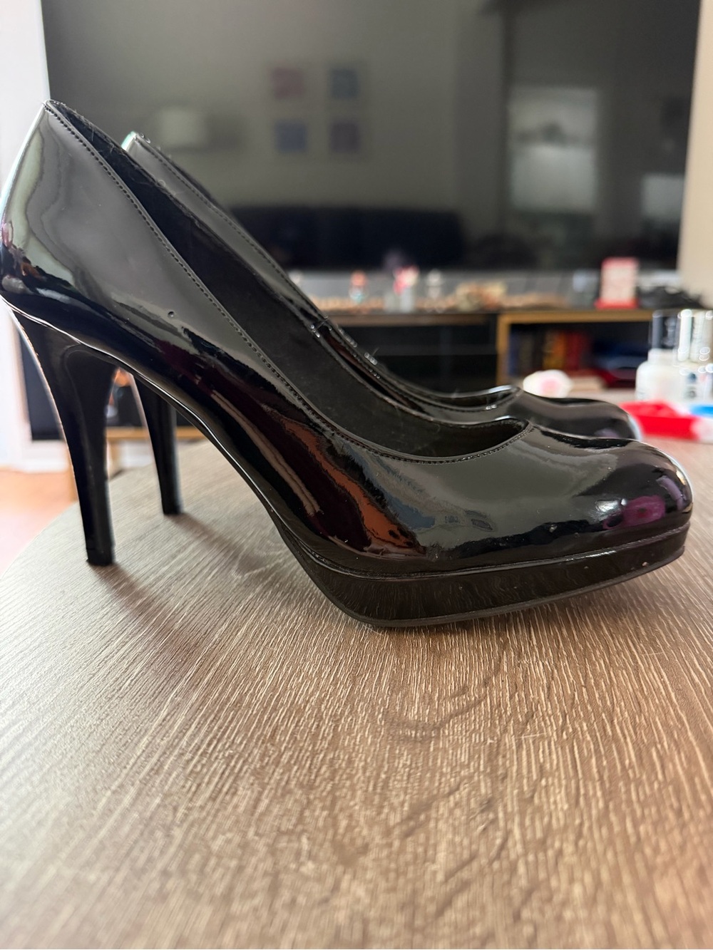 Christian Siriano Black Patent Platform Stiletto Heels